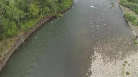 Drone aerial of river Stock Footage 53284551