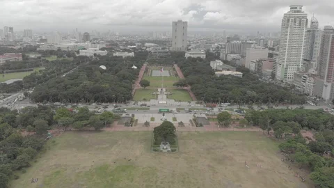 Drone Aerial: Rizal Park Manila Philippines, Establishing shot, 4K Stock Footage