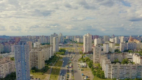 Drone aerial of road going through Kiev's  area, Ukraine Stock Footage 112016140