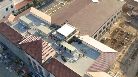 Drone Aerial Rooftop Of School Construction Site Stock Footage 272702469