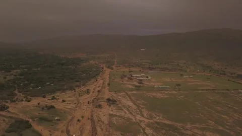 Drone aerial rotating around a sunset view of the Serengeti plains in Tanzania Stock-Footage 249348648