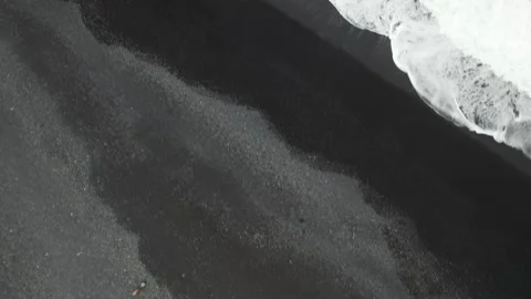 Drone aerial shot of black beach in vik iceland Stock Footage 280536768