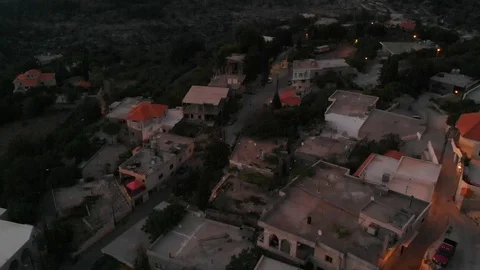 Drone Aerial shot of Middle Eastern Mountains at night Vidéo 96253924