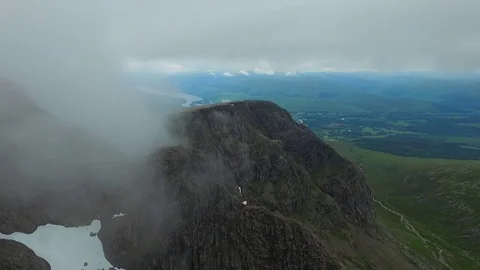 Drone Aerial shot of the North Face of Ben Nevis Stock Footage