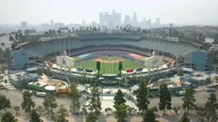 twilight night outside of dodger stadium, Stock Video