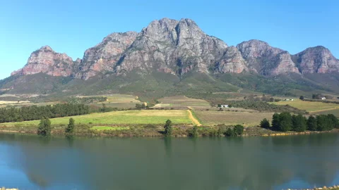 Drone Aerial Simonsberg Mountain Stellenbosh South Africa Cape Wine Lands Stock Footage 169632129