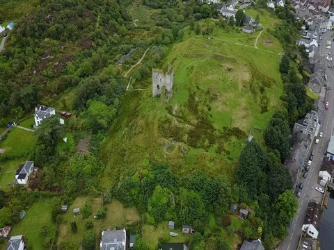 Drone Aerial of Tarbert Castle Video stock 81629529