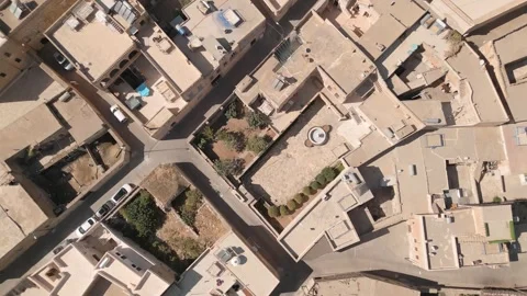 Drone aerial top-down of old stone houses and narrow alleys in Midyat south.. Stock Footage 318229294