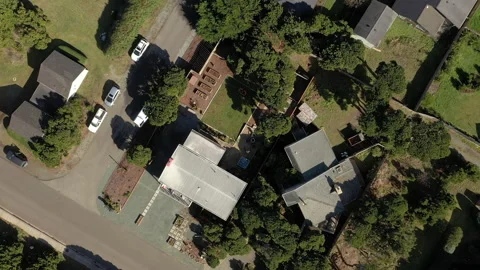 Drone aerial top down view of homes with yards Stock Footage 148403254