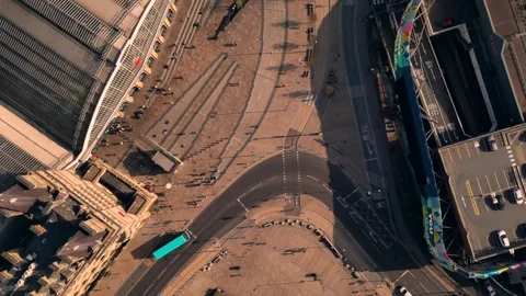 Drone aerial top down view of Liverpool city centre Stock Footage 334652883