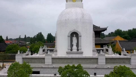 Drone aerial top-down view of an ancient town temple complex Stock-Footage 335919107