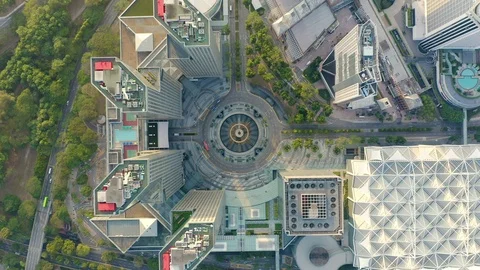 Drone Aerial top view 4k Footage of Singapore City Stock Footage 105472292