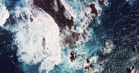 Drone Aerial Topview of Waves in the Atlantic Ocean Stock Footage 128320640