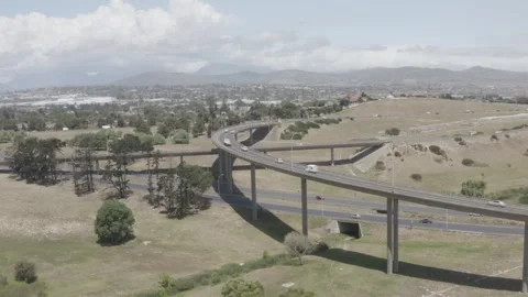 Drone aerial traffic on elevated highways Stock Footage 277386101