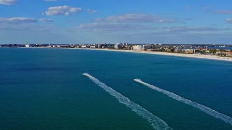 Drone Aerial Two People on Wave Runners Jet Skis in St Pete Florida Vídeos de archivo 280494746
