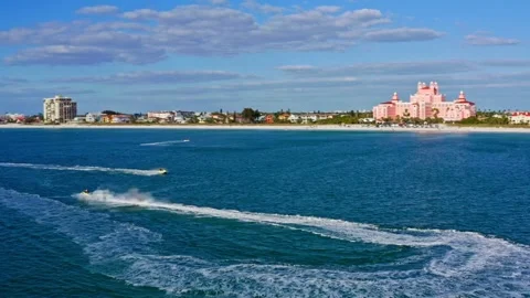 Drone Aerial Two People on Wave Runners Jet Skis in St Pete Florida Stock Footage 280494754