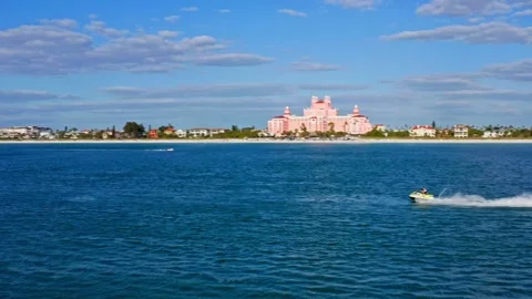 Drone Aerial Two People on Wave Runners Jet Skis in St Pete Florida Stock Footage 280494755