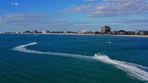 Drone Aerial Two People on Wave Runners Jet Skis in St Pete Florida Stock Footage 280494759