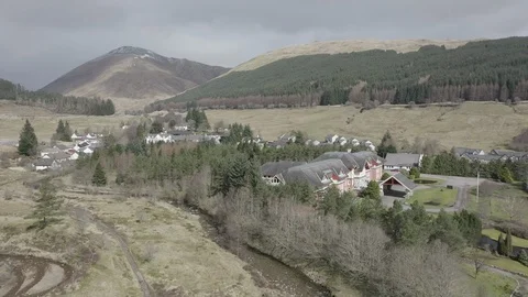 Drone Aerial of Tyndrum Video stock 105129560