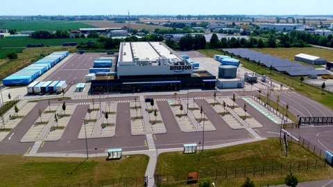 Drone Aerial Video of Amazon Fulfillment Center LEJ7 Stock Footage 338224253