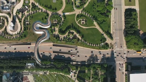 Drone Aerial Video Of Chicago Millenium Park, Aerial Illinois Chicago Video Stock-Footage 275300267