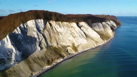 Drone aerial video of Denmarks highest cliff Mons Klint 4K Stock Footage 235449643