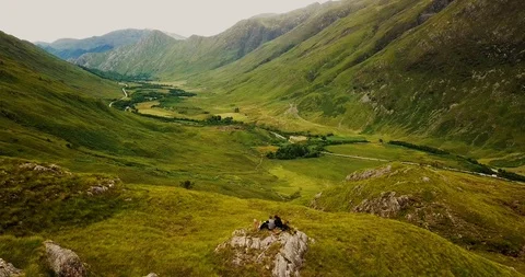 Drone Aerial video of Highlands Landscape Scotland nature Travel Stock Footage