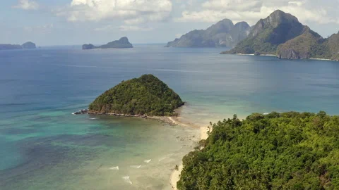 Drone aerial video of Phllippinian Las Cabanas beach, Palawan, El Nido Stock Footage 130460314