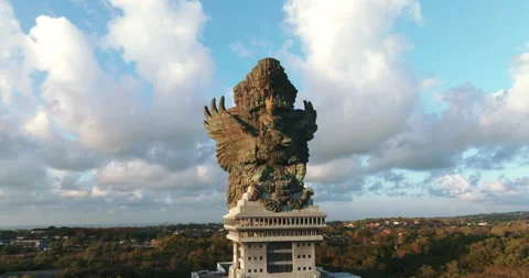 Drone Aerial view 4k Statue of Vishnu in Garuda Wisnu Kencana. bali, indonesia. Stock Footage 251785600