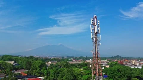 Drone Aerial View of 5G Mobile Network Tower Stock Footage 315084301