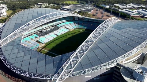 Drone aerial view of Accor stadium arena NSW Homebush Bay Sydney Olympic 動画素材 254406470