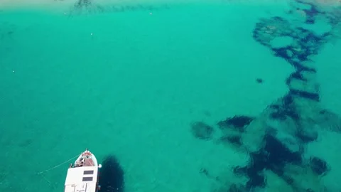 Drone aerial view of Aliko Beach in Naxos, Greece of the Cyclades Greek Islands Stock Footage 345151128