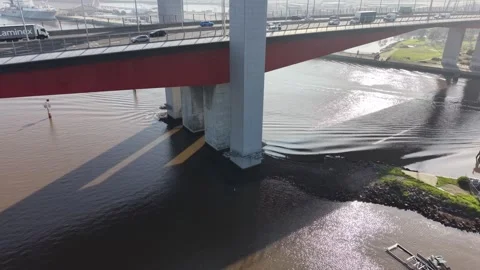 Drone aerial view beneath the Bolte Bridge Video stock 339073069
