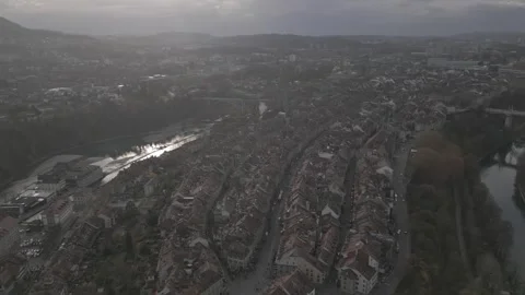 Drone Aerial View of Bern Old Town (Altstadt), Switzerland Video stock 325846373