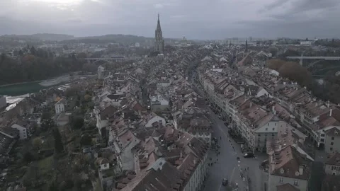 Drone Aerial View of Bern Old Town (Altstadt), Switzerland Video stock 325846438