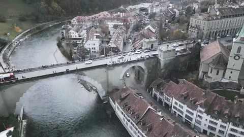 Drone Aerial View of Bern Old Town (Altstadt), Switzerland Video stock 325846451