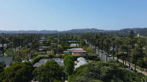 Drone Aerial View of Beverly Hills, Rich Residential Neighborhood, Los Stock Footage