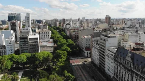 Drone Aerial View Of The Big City Central District (Buenos Aires, Argentina) Stock Footage 191585341
