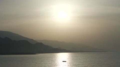 Drone Aerial View of Boat Sailing on Calm Sea – 4K Cinematic Footage Stock Footage 319919853