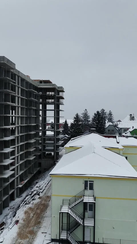 Drone aerial view of a building under construction. Stock Footage 327842690