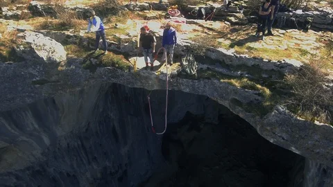 Drone Aerial View Bungee Jump Stock Footage 109904409