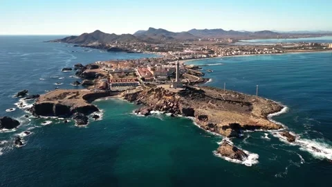 Drone aerial view of Cabo de Palos ,Murcia ,Spain. Panoramic view of the me.. Stock Footage 259845267