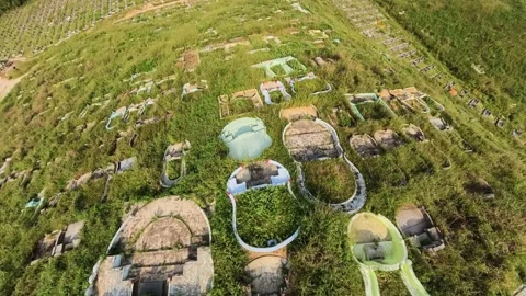 Drone Aerial View Of Chinese Hillside Ancestral Graves Stock Footage 339846335