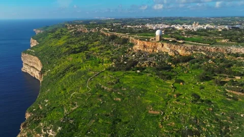 Drone aerial view of Cliffs. Malta island. Nature green, Mediterranean sea Video stock 301878587