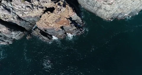 Drone aerial view Cliffs of the Taejongdae scenic spot in Busan Stock Footage 100967976