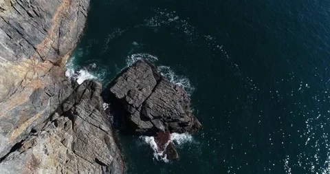 Drone aerial view Cliffs of the Taejongdae scenic spot in Busan Stock Footage 100967980