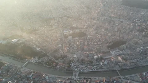 Drone Aerial View of Collapsed Buildings After Earthquake, February 8, 2023, Stock Footage 336519557