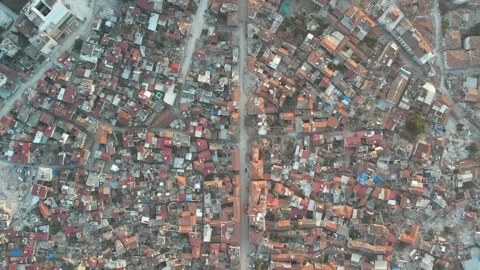 Drone Aerial View of Collapsed Buildings After Earthquake, February 8, 2023, Stock Footage 336519747