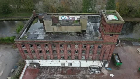 Drone Aerial View - Coltran Building redevelopment, Mexborough, South Yorkshire Stock Footage 256672028