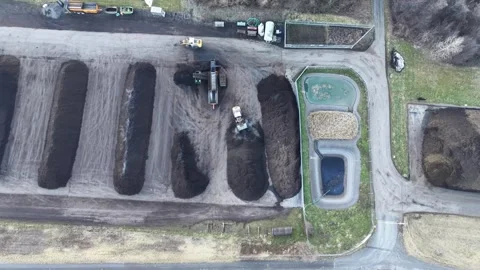 Drone Aerial View of a compost piles 스톡 동영상 329014070